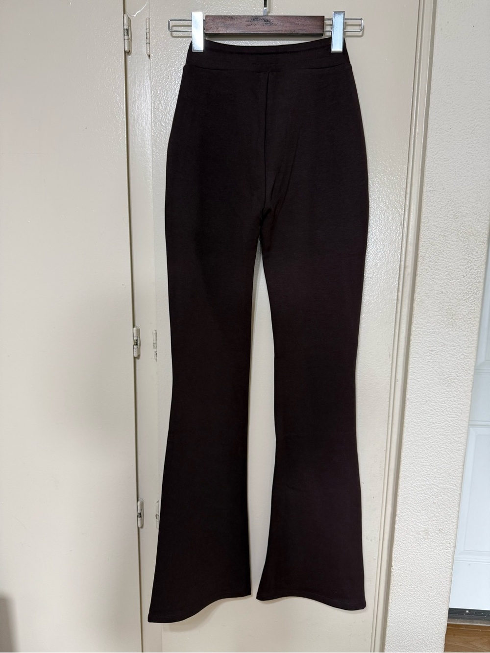 Zara NWT Brown Flare Leggings High Rise Stretch Pants Size S - Picture 4 of 6